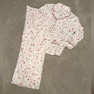 Laura Ashley XL White with Red Heart Print and Love Embroidery Pajama Set NWT